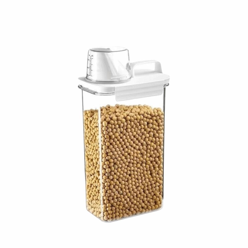 1100/1800/2300ml Storage Box Viewable Cereal Storage Containers Measuring Cup Rice Bucket  Kitchen