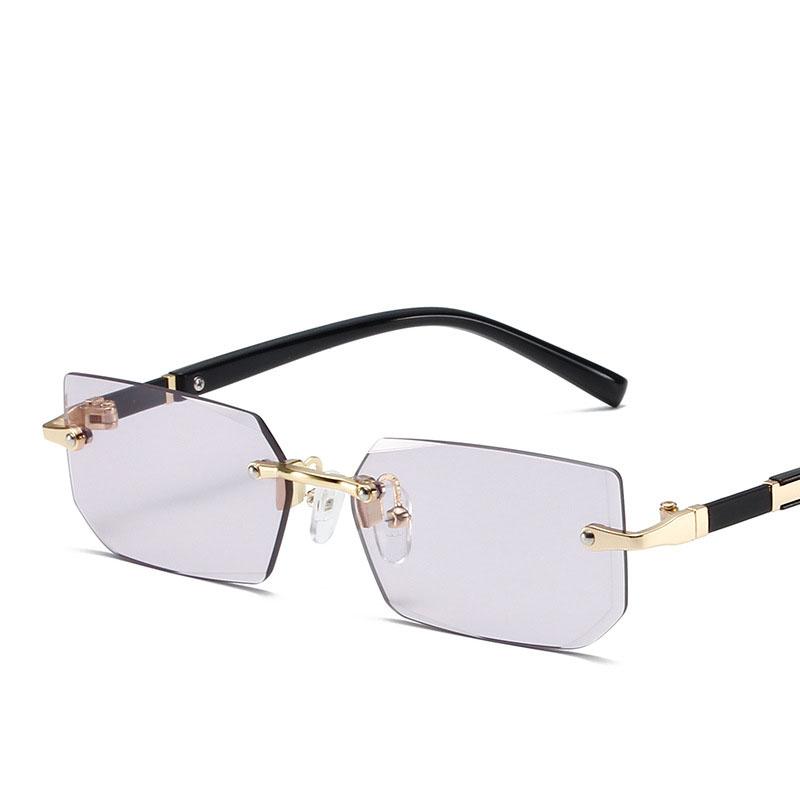 Trendy sluneční brýle bez obrouček pro muže Dámské Módní Bezrámové obdélníkové sluneční brýle Retro stínítka Letní cestovní brýle UV400