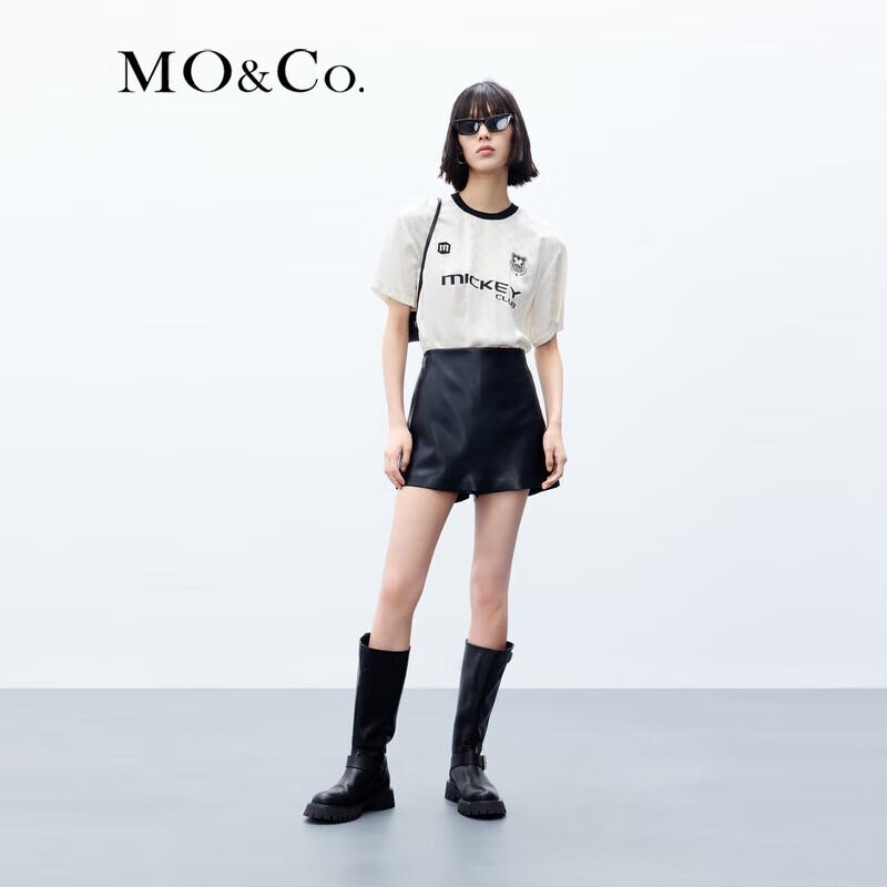 MO&Co. Women's High-Waist A-Line PU Leather Skorts