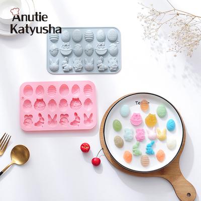 Silikon 18 Ostereier Hase Schokoladenform Eisform DIY Osterei Muster Kuchenform