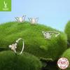 S925 Sterling Silver Spring Jewelry Set Bird Butterfly Insect Natural Stone Pendant Women'S Niche Light Luxury