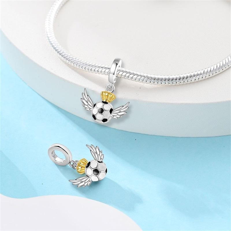 Soccer Sports Copper Football Champion Cup Flag Charms Beads Fit Original Bracelet Fine Diy Souvenir Jewelry