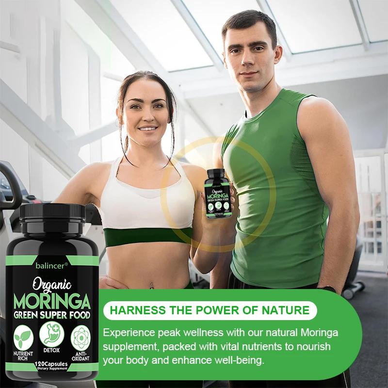 Bio-Moringa-Kapseln, reich an Vitaminen und Antioxidantien, helfen bei der Entgiftung und steigern die Energie 120 Kapseln