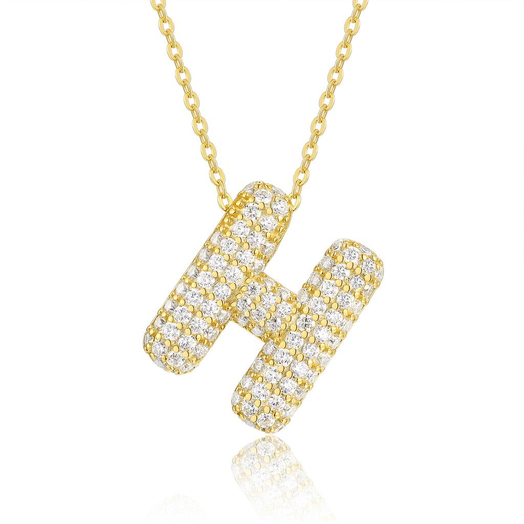 Letter Pendant Necklace 925 Silver Plated 18K Gold Collarbone Chain Fashionable Versatile Moissanite Chain