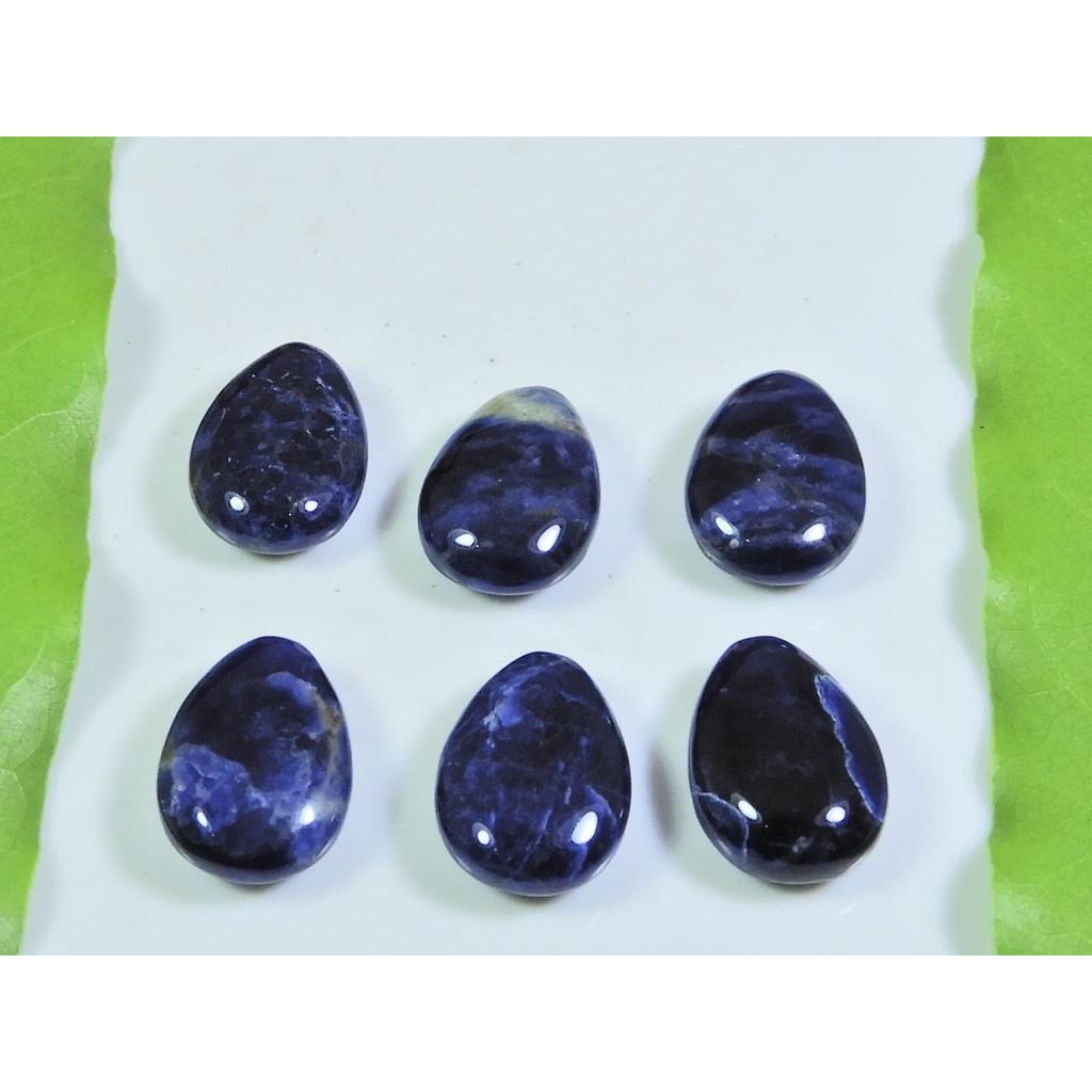 10X14MM Natural Blue Sodalite Almond Shape Cabochon Gemstone 6Pcs Lot 27Cts. A-536