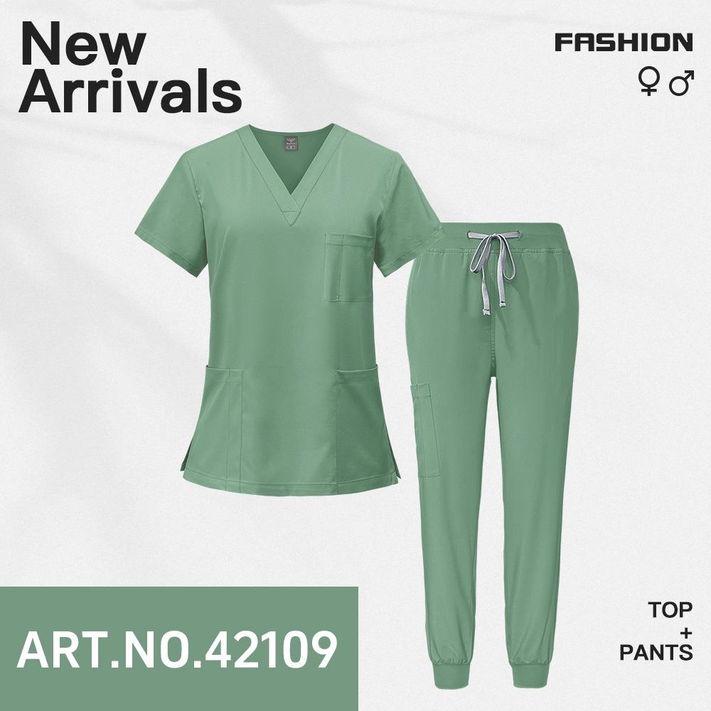 Unisex Quick-Dry Short Sleeve Scrub Suit for Medical Professionals