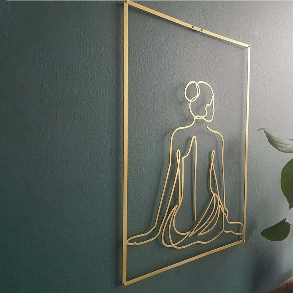 

Decor, Metal Wall Art, Modern Abstract Female Single Line Minimalist Home Hanging decor for Back one