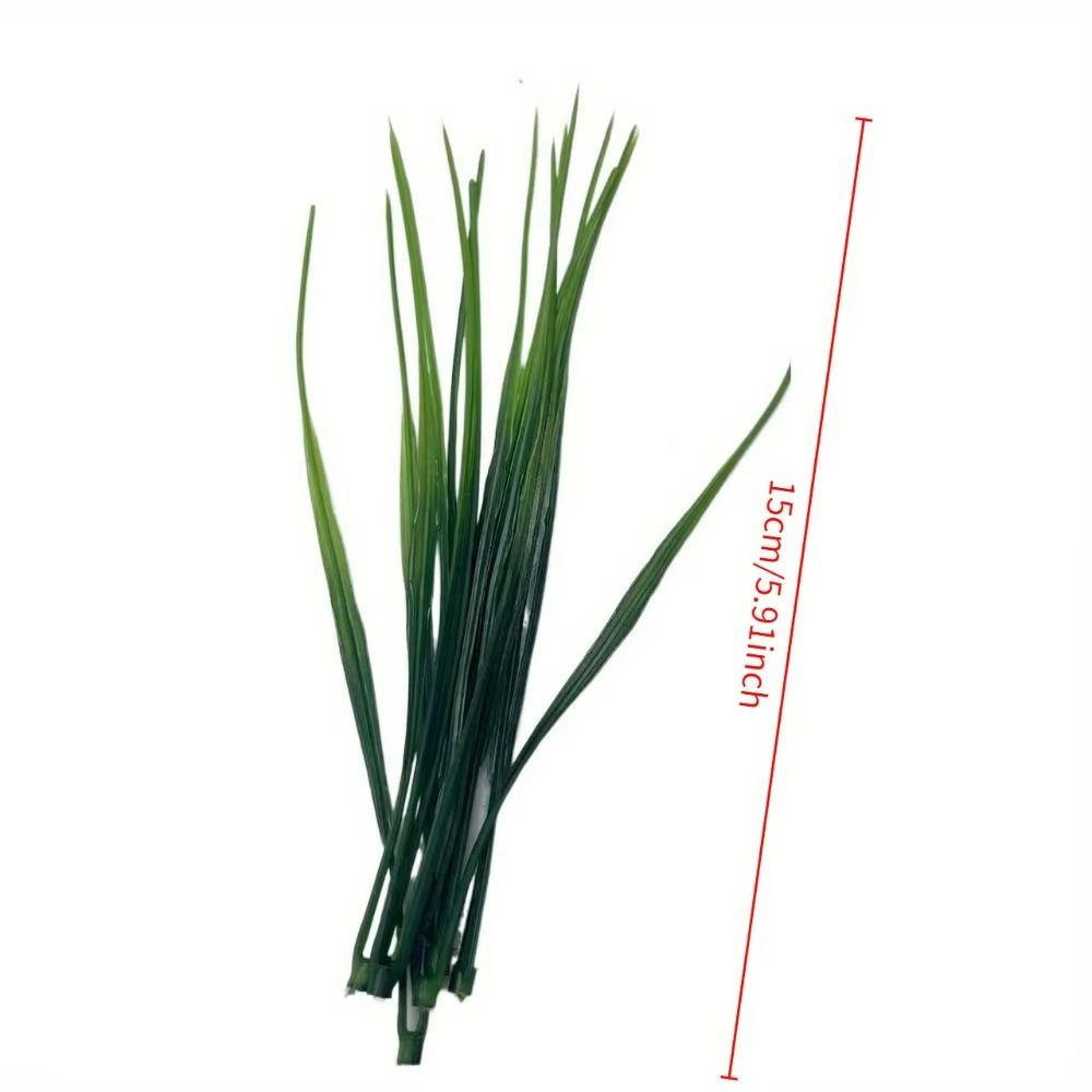 24Pcs UV Resistant Fake Greenery Green Artificial Grass Bundles Artificial Spring Grass  Indoor Use