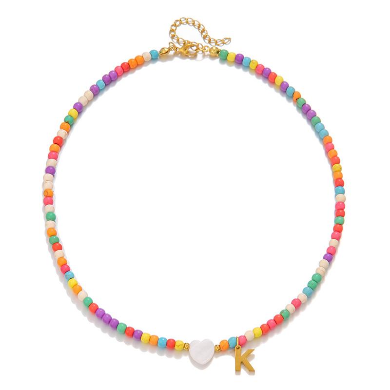 2026 New Colorful Beaded Initial Letter Necklaces for Girls Women Handmade Beads Choker Bohemian Necklace Jewelry Gift Wholesale