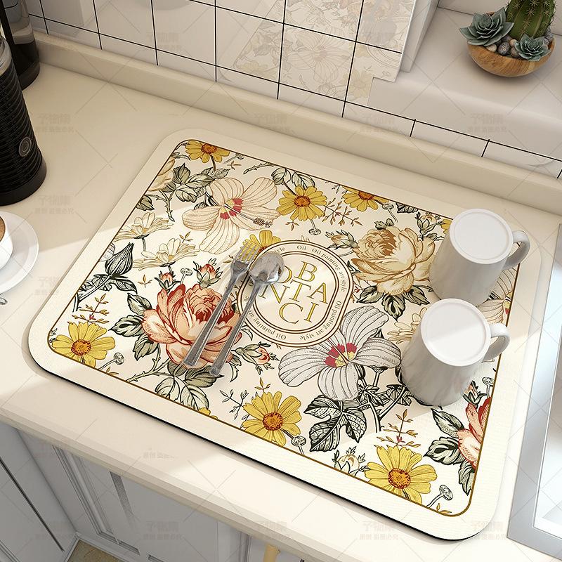 Mud Absorbent Quickly Dry Heat Resistant Non-Slip Tableware Pad Dish Drying Mat Placemat Coffee Mat