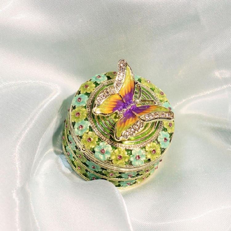 Handcrafted Enamel Butterfly Jewelry Case With Multi Functional Storage Space And Sturdy Metal Structure