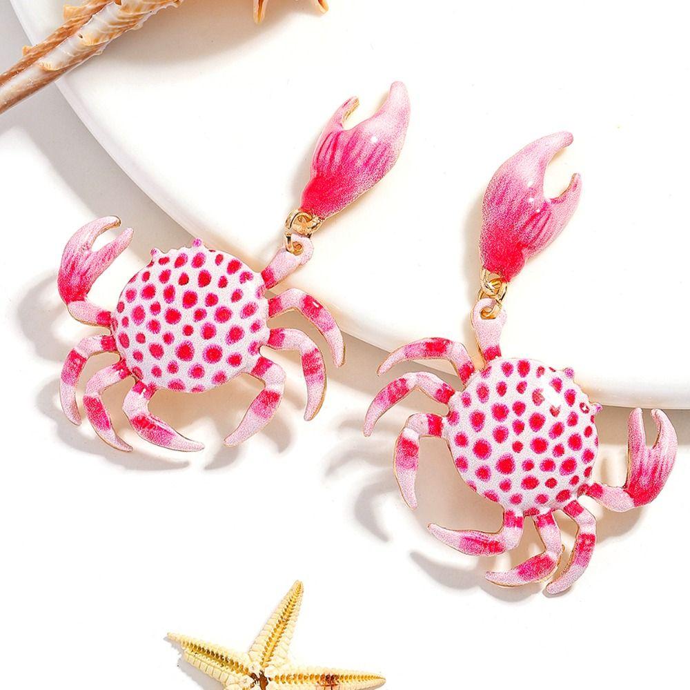 1 Pair Creative Crab Earrings Fashion Ear Jewelry Animal Earrings  Beach Vacation Accessory