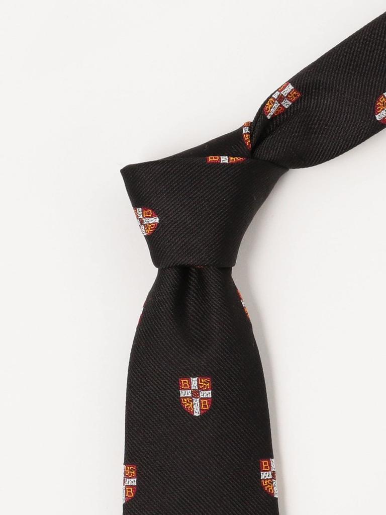 [BEAMS PLUS] Silk Crest Shield Embroidery Tie for Men, BLACK, FREE SIZE 38440034107