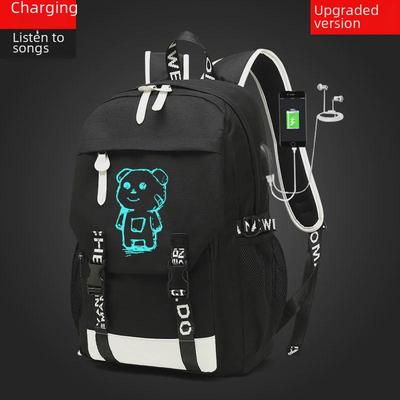 Men's Oxford Cloth Backpack: Trendy Luminous Schoolbag Inspired by Korean Harajuku Anime for Junior High Students