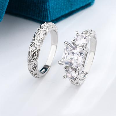 Ευρώπη και Ηνωμένες Πολιτείες Δαχτυλίδι Κυριών Πάγος Τετράγωνο Δαχτυλίδι Συνδυασμού Μοτίβο Ζιργκόν Ζευγάρι Μόδα Σχεδιασμός Άνεμος Κοσμήματα