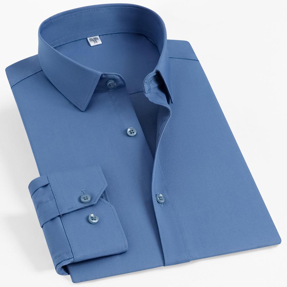 Pánská formální košile s dlouhým rukávem z bambusového vlákna nemačkavá, bez kapsy, pohodlná, prodyšná, připravená na obchodní jednání, regular střih, snadná péče