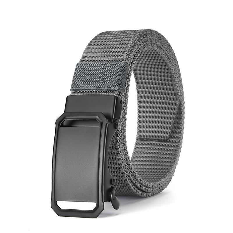 Men's Tactical Canvas & Nylon Woven Belt with Leather Trim - Elastic and High-End Accessory