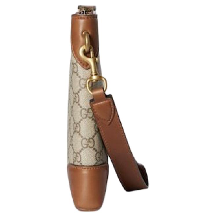 Gucci GG Monogram Canvas Leather Trim Wrist Strap Clutch Bag With Gold Hardware For Unisex Luxury Daily Travel Use