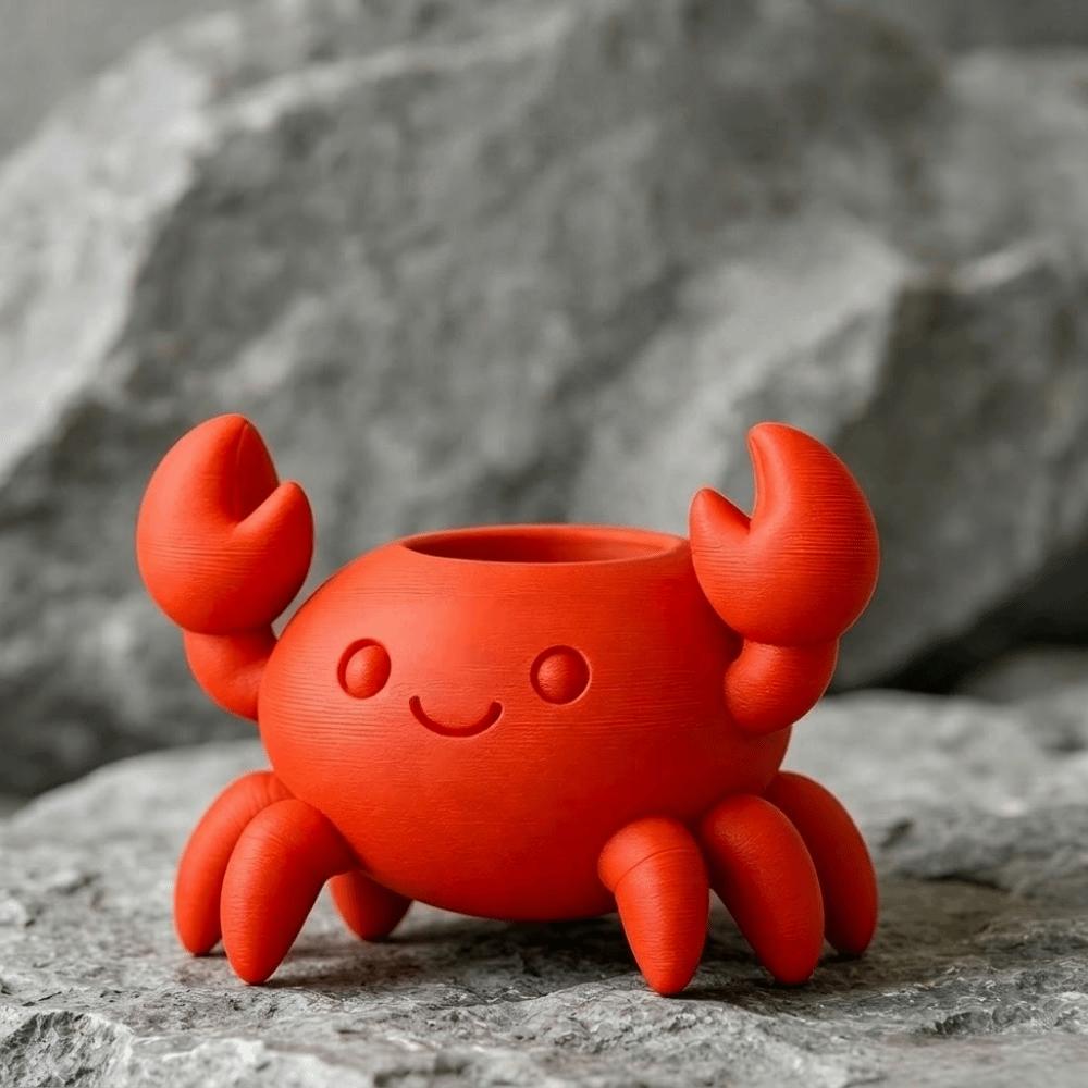 Handmade Crab Pen Holder Plastic Makeup Brush Holder Funny Flower Planter Home Office