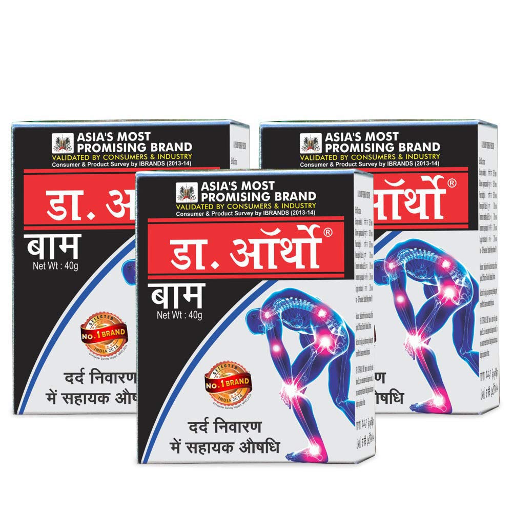 Dr.Ortho Ayurvedic Pain Relief Balm for Joint, Knee, Back Pain - 40g Pack of 3 Natural Relief