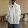 Cotton Women's Shirt Embroidery Elegant Blouse Long Sleeve Top Vintage Clothing Button Up White Shirts Ladies Office Outfit