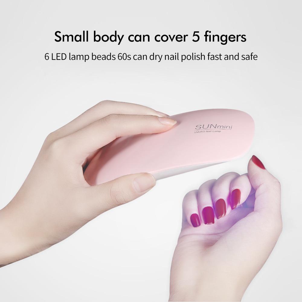 6W Mini Nail Lamp Nail Dryer Machine UV LED Lamp Portable USB Cable Drying Lamp For Gel Varnish