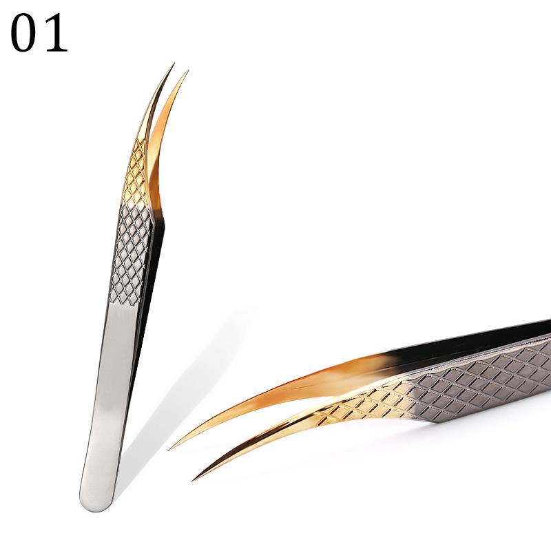 Pinzette per Ciglia Nere-Oro di Alta Qualità 100% Chiuse Design Antiscivolo Manuale Strumenti per Trucco Estensioni Ciglia 3D 6D