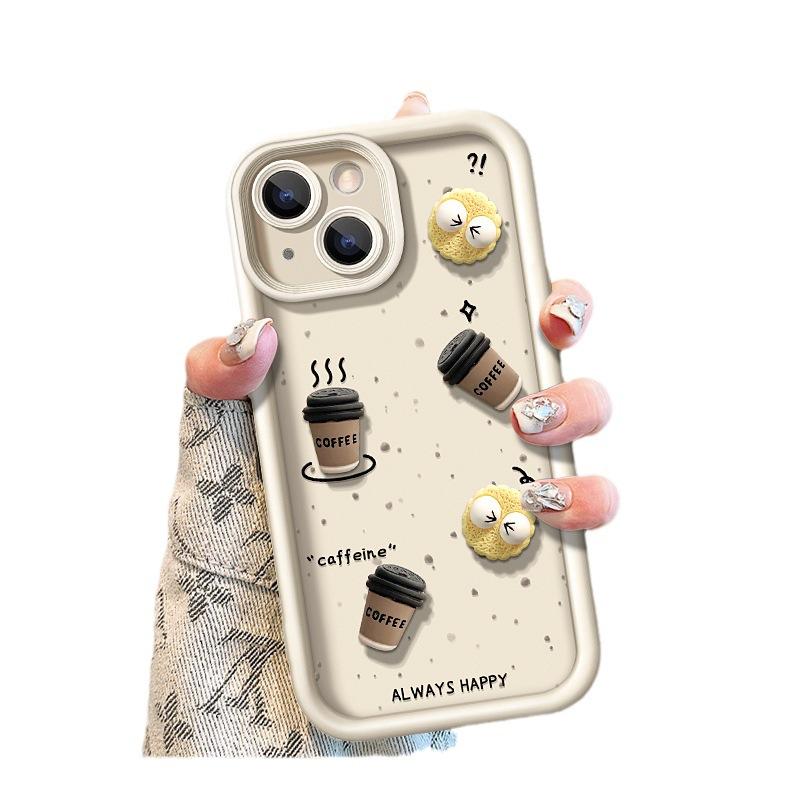 Applicable To Apple 14promax Mobile Phone Case New IPhone 15/13 Frosted Silicone 12 Coffee Briquette Doll