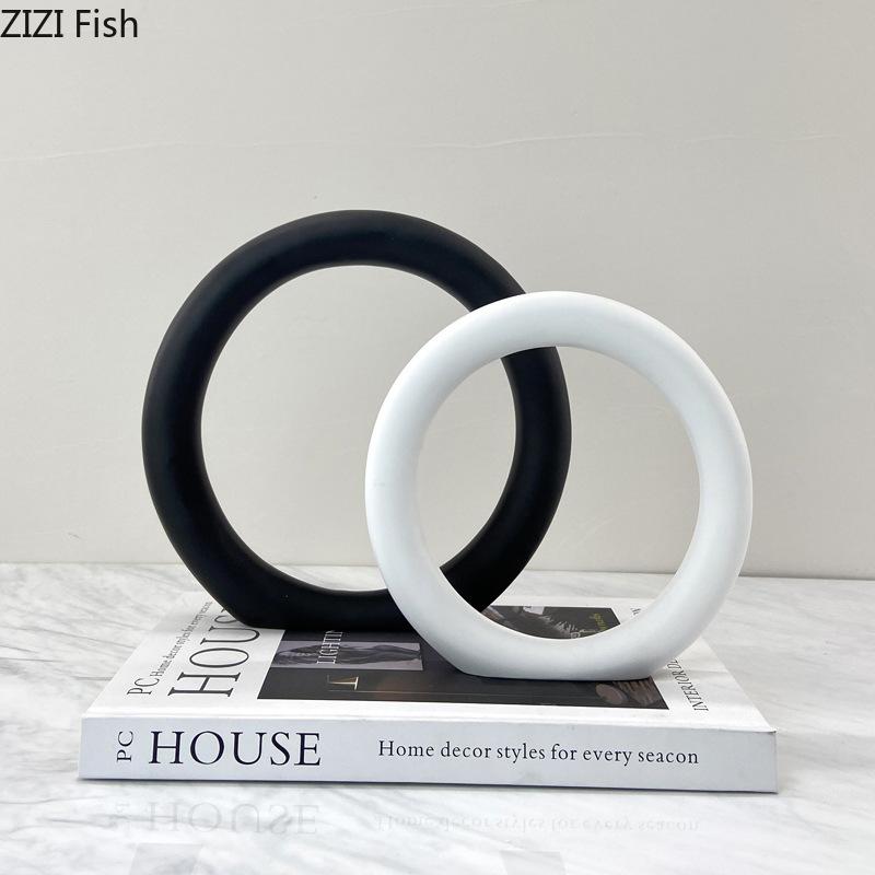 Minimalism Geometric Circle Sculpture Desk Decoration Creative Ornaments Modern Crafts Abstract Statue Room Aesthetic Decor