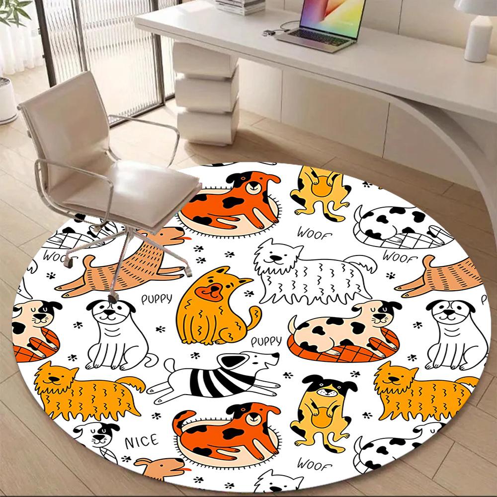1pc Dogs Pets Office Round Area Rug, Indoor Mat Suitable ForOffice, Under Office Chairs Bedroom Living Room Home Decor, Room Decot186