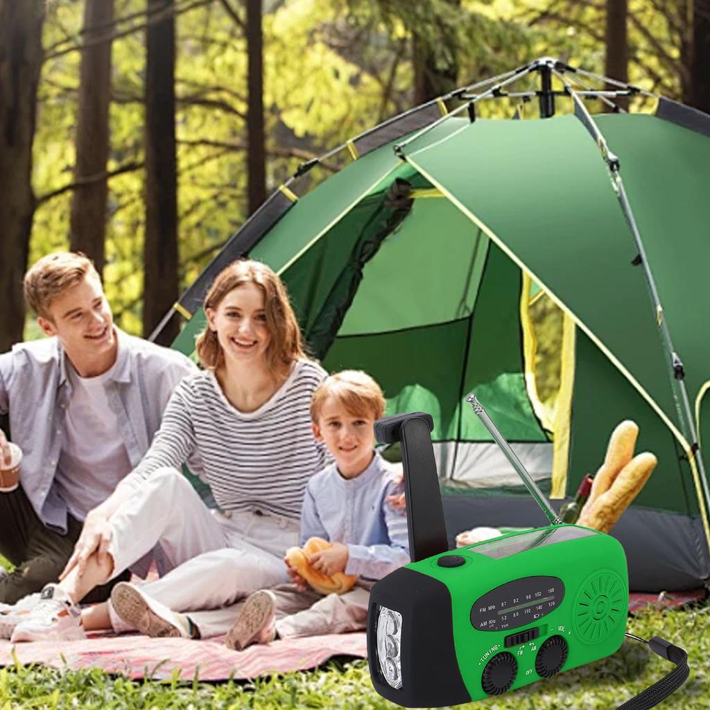 Emergency Radio Portable Solar Micro USB Hand Crank AM FM NOAA Radio with 3 LED Lights Power Bank Fo