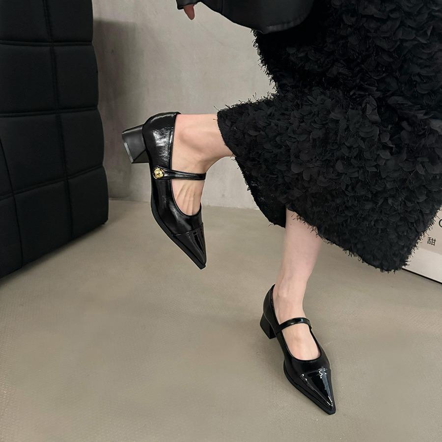 Gruby obcas retro buty Mary Jane wysokie obcasy buty damskie czarne buty jesień i zima wersja koreańska wysokiej klasy pojedyncze buty małe skórzane buty
