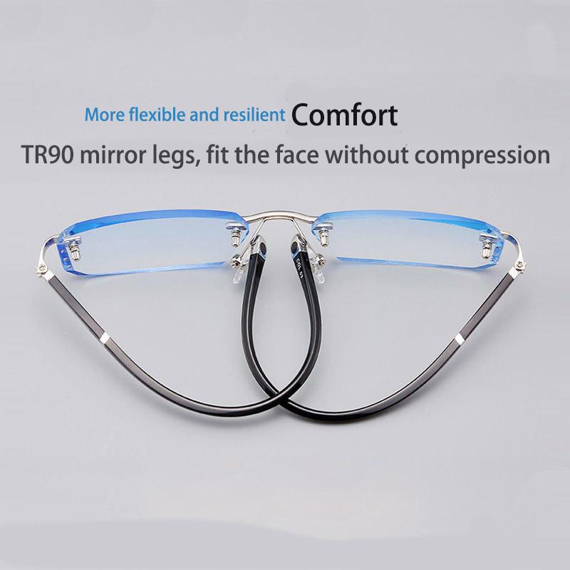 Shatar Frameless Diamond Cut Edge Reading Glasses For Men And Women Ultra LIght High-Definition Anti Blue Light Presbyopia