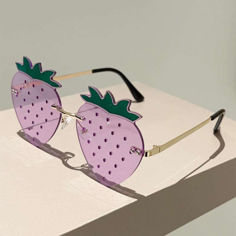 KAMMPT Strawberry Sunglasses Cute Multi-color Beach Shades Women Trendy Stylish Rave Sun Glasses Fashion Accessory