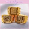 Stylish Square Lucky Wealth Men's Ring Adjustable Gold Plated Fashion Accessory