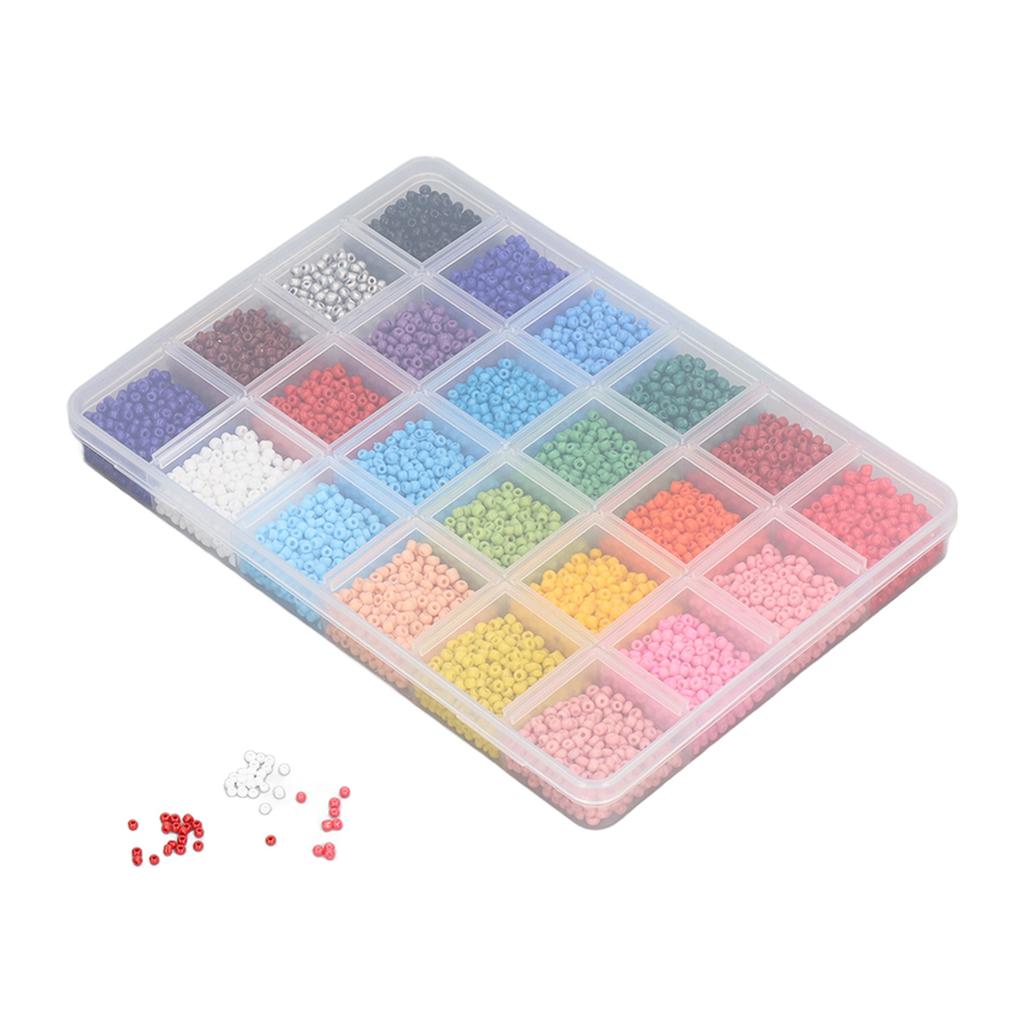Bracelet Beads 24 Grids 2mm Vivid Colors Durable Glass Wide Application Jewelry Beads for Bracelet Earrings Necklaces