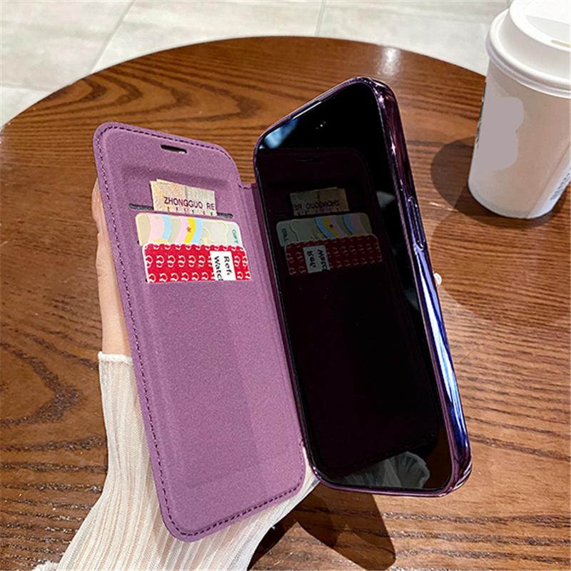 Funda de teléfono con tapa magnética de cuero para móvil, funda con ranura para tarjeta a prueba de golpes, con carga inalámbrica, para Iphone 14pro Max 13 12 11 Pro Max 14 Plus