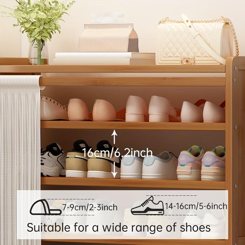 1pc Shoe Cabinet + Curtain Combo Set, Shoe Cabinet, Multi-Purpose Shoe Cabinet Shelf Storage Rack, Bamboo Material Is Strong and Durable