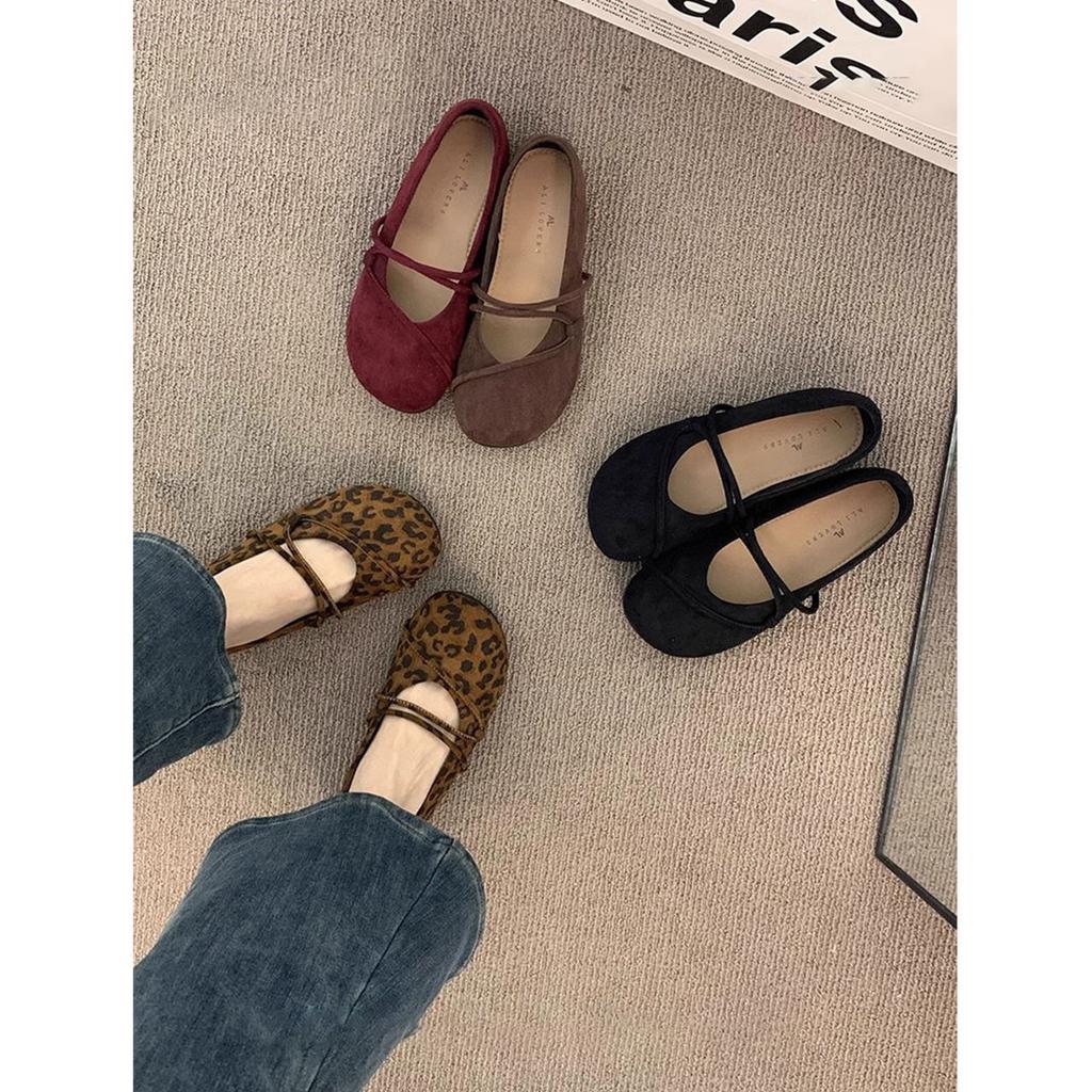 Versatile Flat-soled Ballet Grandma Shoes Retro Mori Round Head Soft Sole Shallow Mouth Single Shoes Women's Autumn and Summer New Models