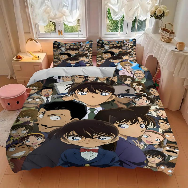 Detective Conan Mystery Print 3Pcs Bedding Setduvet Cover With 2 Bedropillowcase Home Birthday Gift