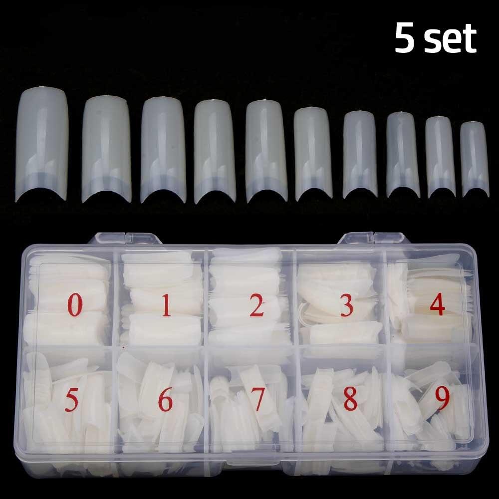 2/3/5 set sfaturi pentru extensie pentru unghii false artificiale Frecch acoperire completa Unghii false acrilice capsule transparente manichiura 500 buc/cutie
