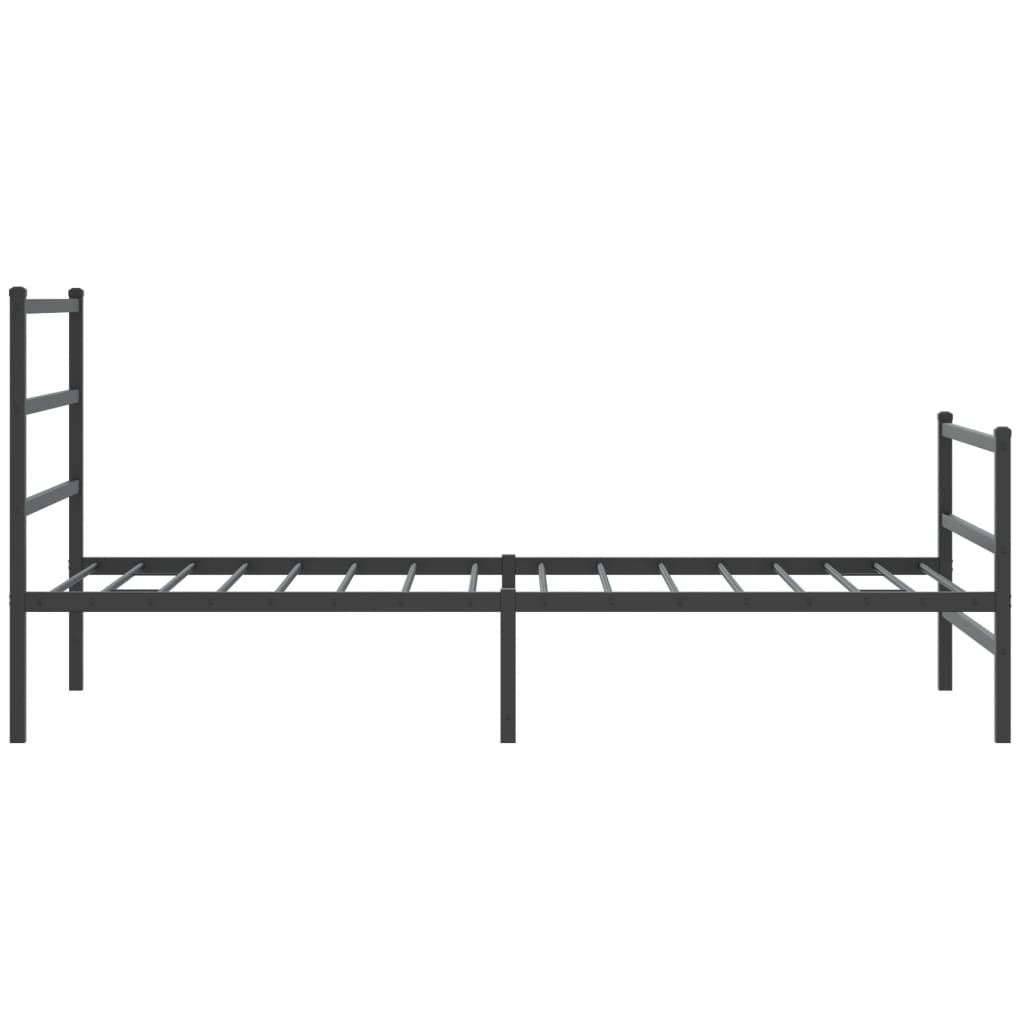 Metal Bed Frame with Headboard and Footboard Black 107 X 203 Cm