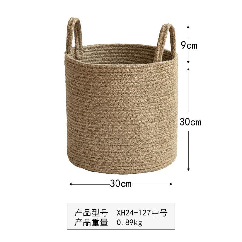 Hemp rope hand-woven storage basket Rope woven deep basket Foldable storage dirty clothes toy sundries storage basket Finishing basket