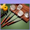 Stainless Steel Cooking Spatula Set With Wooden Handles For Home Kitchen Cooking And Stir Frying
