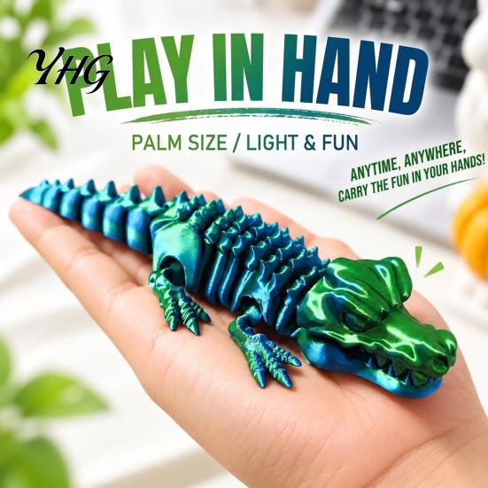 Flexible Body Reptile Toy 3D Printed Articulated Crocodile Toy, Figure, Animal Fidget for Portable Decompression Gadget Stress Relief, Movable Joints