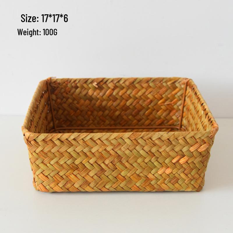 Handgewebter Aufbewahrungskorb aus Seegras: Deckellose Box für Kosmetik und Schreibtisch-Organisation