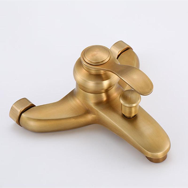 Antique Bronze Bathtub Shower Faucet Set Wall Mounted Bathrom Shower Faucet, Bathroom Cold & Hot Bath and Shower Mixer Tap Brass