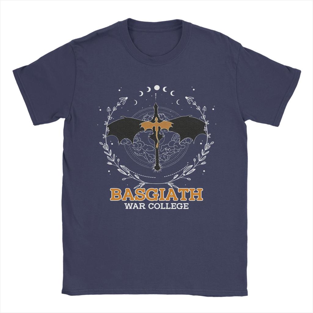 Fourth Wing Basgiath War College T-Shirt Men's Cotton Clothing Retro  O-neck Short Sleeve