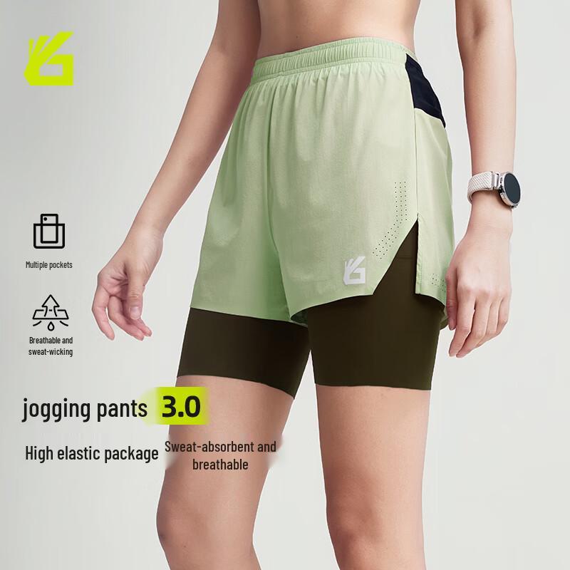 Yuebu Women s 2-in-1 Quick-Dry Running Shorts S