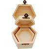 2 Pack Plain Unfinished Wooden Box, Hexagon Unpainted Wooden Jewellry Box DIY Storage Chest Treasure Case for Home Table Decoration